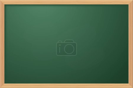 Illustration pour Tableau noir scolaire, gabarit vide avec cadre en bois, tableau noir vert, fond vectoriel - image libre de droit
