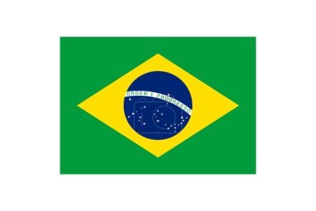Téléchargez les illustrations : Drapeau du Brésil, drapeau brésilien en proportion 7 : 10, élément vectoriel sur fond blanc - en licence libre de droit