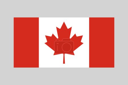 Ilustración de Bandera Nacional de Canadá, bandera canadiense en proporción 1: 2, bandera de hoja de arce, elemento de diseño vectorial sobre un fondo gris - Imagen libre de derechos