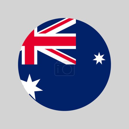 Téléchargez les illustrations : Fabriqué en Australie, rond avec des couleurs du drapeau national australien, icône vectorielle arrondie - en licence libre de droit