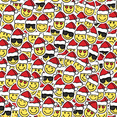 santa emojies background, christmas emoticon pattern, vector
