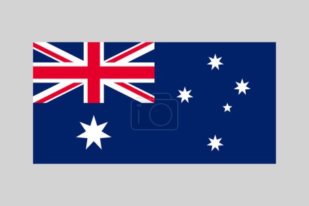 Téléchargez les illustrations : Drapeau de l'Australie, drapeau australien en proportion 1 : 2, élément vectoriel au fond gris - en licence libre de droit