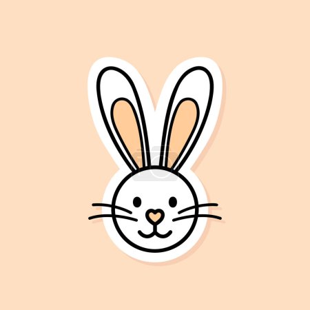 Illustration for Easter Bunny cute sticker, cartoon character, black line vector element - Royalty Free Image