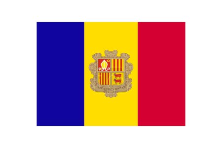 national flag of Andorra, Andorran flag in 7:10 proportion, vector design element on a white background
