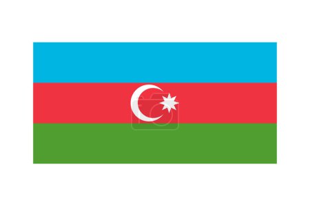 Illustration for National flag of Azerbaijan in 1 2 proportion, vector design element on a white background - Royalty Free Image