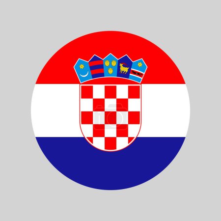 Croatia country flag icon, round with croatian national flag colors, circle vector icon