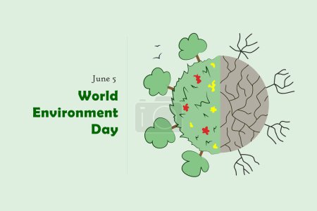 World Environment day, June 5, accelerating land restoration, ecological concept, vector illustration