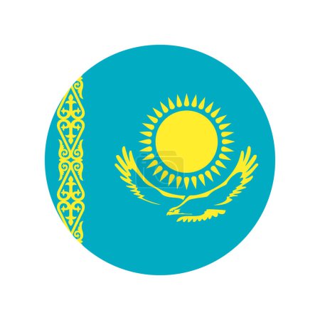Téléchargez les illustrations : Fabriqué au Kazakhstan, rond avec des couleurs du drapeau national kazakh, simple icône vectorielle cercle - en licence libre de droit