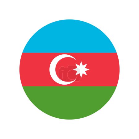 Illustration for Azerbaijan sign, round with Azerbaijani national flag colors, circle vector icon - Royalty Free Image