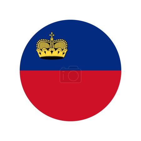 fabriqué au Liechtenstein, icône ronde avec des couleurs de drapeau national, symbole vectoriel cercle simple
