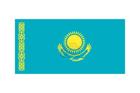 Téléchargez les illustrations : Drapeau du Kazakhstan, drapeau kazakh en proportion 1 à 2, élément vectoriel sur fond blanc - en licence libre de droit