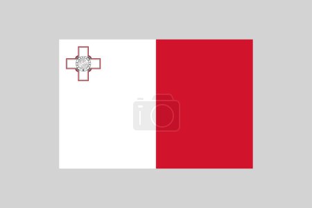 Drapeau national de Malte, drapeau maltais en proportion 2 à 3, illustration vectorielle du symbole de la République de Malte