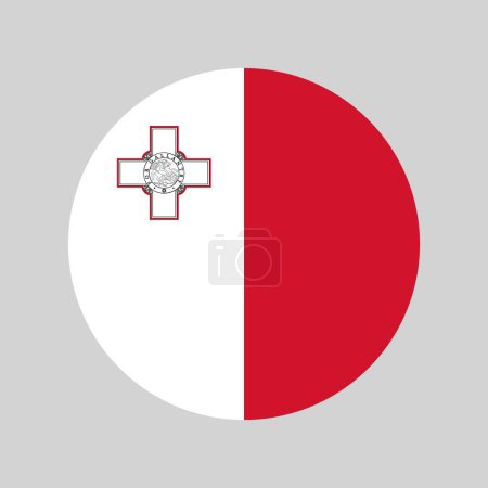 Hergestellt in Malta, rundes Symbol mit Nationalflaggenfarben, einfaches Kreisvektorsymbol