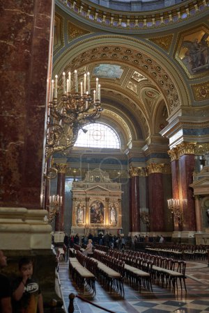 Photo for Budapest, Hungary - April 29, 2023 - Interior of St. Stephen's Basilica. The Basilica is named in honor of Stephen - the first King of Hungary. Low light image - Royalty Free Image