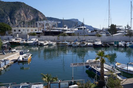 Beaulieu sur Mer, France - May 10, 2024 - A picturesque marina with yachts in Beaulieu sur Mer in the south of France, near Nice                               