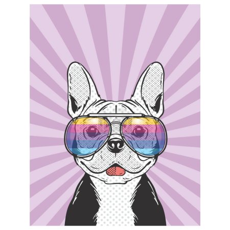 Illustration for Adorable Dog Sporting Glasses: A Playful and Amusing Portrait - Royalty Free Image