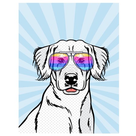 Illustration for Adorable Dog Sporting Glasses: A Playful and Amusing Portrait - Royalty Free Image