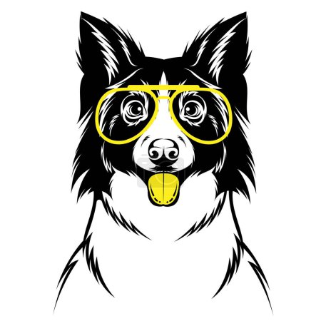 Illustration for Border Collie Dog: A Striking Illustration of Intelligent Canine - Royalty Free Image