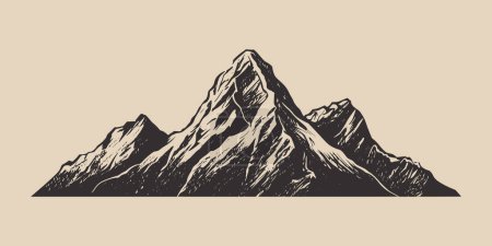 Illustration for Set of vintage retro engraving style mountain. Can be used for logo, emblem, poster, dadge design. Monochrome Graphic Art. Engraving style. Vector Illustration. - Royalty Free Image