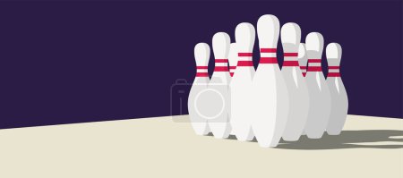 Photo for Skittles and bowling ball standing on bowling floor - Royalty Free Image