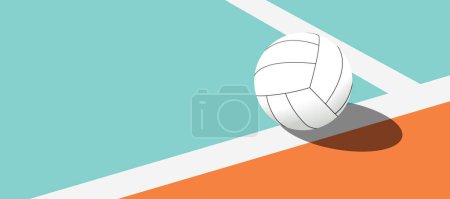 Photo for White volleyball ball outside the line - Royalty Free Image