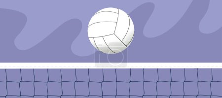 Photo for Colored volleyball ball touching the volleyball net outdoors - Royalty Free Image