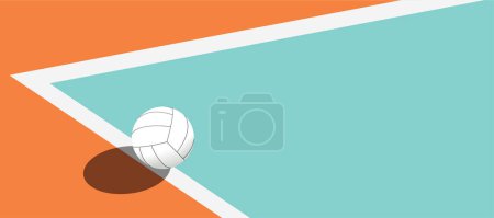 Photo for Volleyball court and net visible from the hill angle, volleyball ball standing on the line - Royalty Free Image