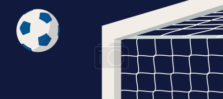 Photo for The soccer ball goes from the corner of the goal post to the upper net - Royalty Free Image
