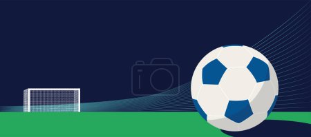 Photo for The soccer ball goes from the corner of the goal post to the upper net - Royalty Free Image