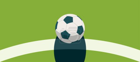 Photo for Soccer ball standing near the center line on the green field - Royalty Free Image