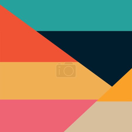 Illustration for Abstract vintage colors Geometrical Background. Contemporary colorful trendy abstract striped pattern. Fashionable vector template for design. Pink, orange, turquoise, beige color. eps10 vector.eps - Royalty Free Image