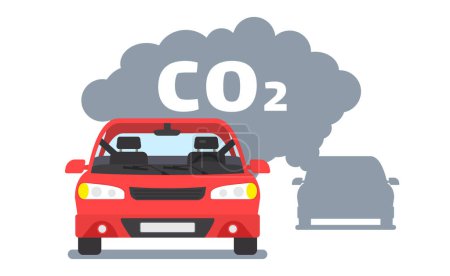 Foto de Coches emite CO2 humo ecología aire contaminación concepto - Imagen libre de derechos
