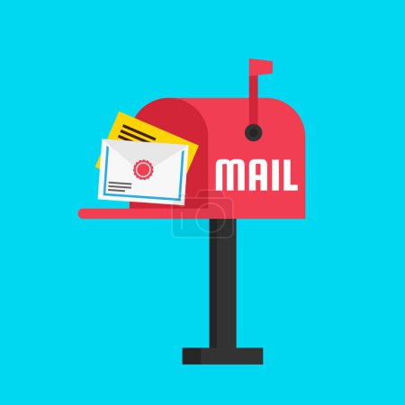 Illustration for Open mailbox with letters flat illustration - Royalty Free Image