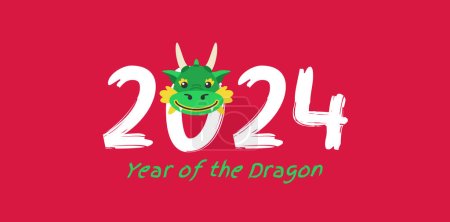 Foto de 2024 año chino de diseño de banner de dragón ilustración de vectores de papel pintado - Imagen libre de derechos