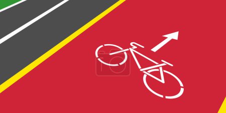 Téléchargez les illustrations : Piste cyclable panneau routier symbole circulation voie vectorielle illustration - en licence libre de droit
