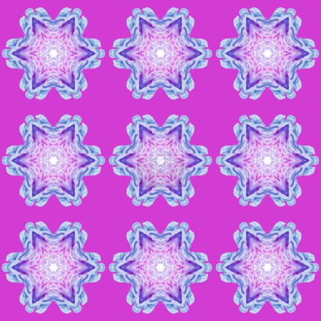 Photo for Tile texture from pink stars and purple mandala. - Royalty Free Image