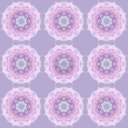 Téléchargez les photos : Pink gentle pattern in pastel colors from fractal round patterns. Tile from Mandalas. - en image libre de droit