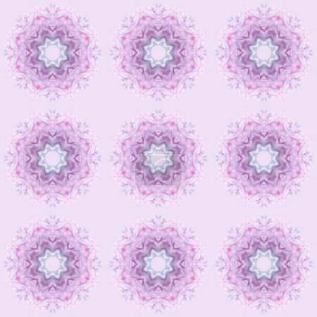 Téléchargez les photos : Pink gentle pattern in pastel colors from fractal round patterns. Tile from Mandalas. - en image libre de droit