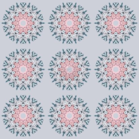Photo for Tile texture from round pink and blue mandalas. - Royalty Free Image