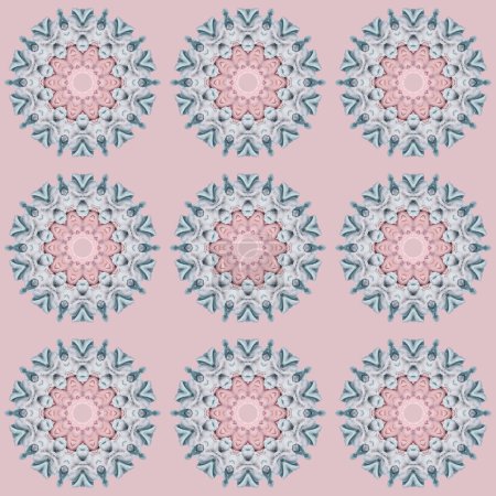 Téléchargez les photos : Texture tuile de mandalas rondes roses et bleues. - en image libre de droit