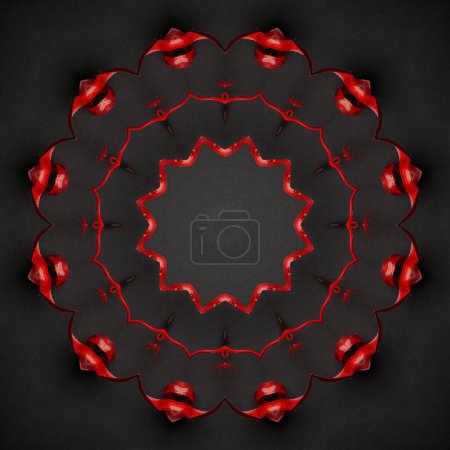 Photo for Red and black circle of gothic plant patterns. Template for text and graphic design. - Royalty Free Image