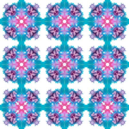 Photo for Blue pink colorful fabric texture. Tile pattern, background. - Royalty Free Image