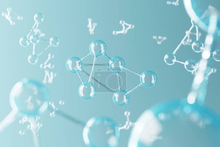 Foto de Estructura abstracta para ciencia o antecedentes médicos con molécula o átomo, ilustración 3d. - Imagen libre de derechos