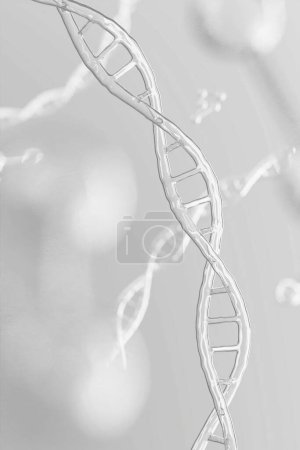 DNA-Helix für Gentechnik und Genkonzept, Molekül oder Atom, Abstrakte Struktur für Wissenschaft oder medizinischen Hintergrund, 3D-Rendering