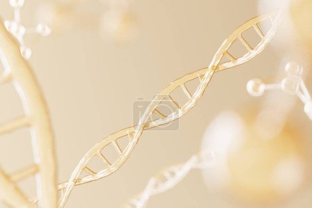 Foto de Hélice de ADN para la ingeniería genética y el concepto de genes, molécula o átomo, estructura abstracta para la ciencia o los antecedentes médicos, representación 3D - Imagen libre de derechos