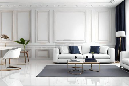Téléchargez les photos : Design intérieur moderne avec canapé et table. Illustration 3d - en image libre de droit