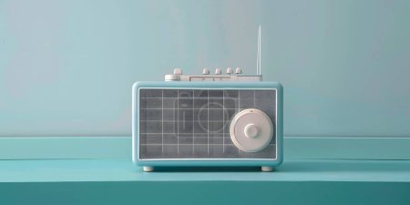Retro radio on turquoise background