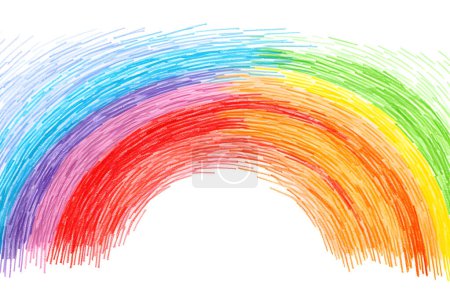 Rainbow painted brush on white background