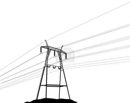 Ilustración de Electricidad Torre de la línea eléctrica. Concepto de fuente de alimentación y alta tensión. - Imagen libre de derechos