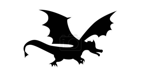 Silhouette d'un Dragon Volant. Contes de fées et illustration de concept magique